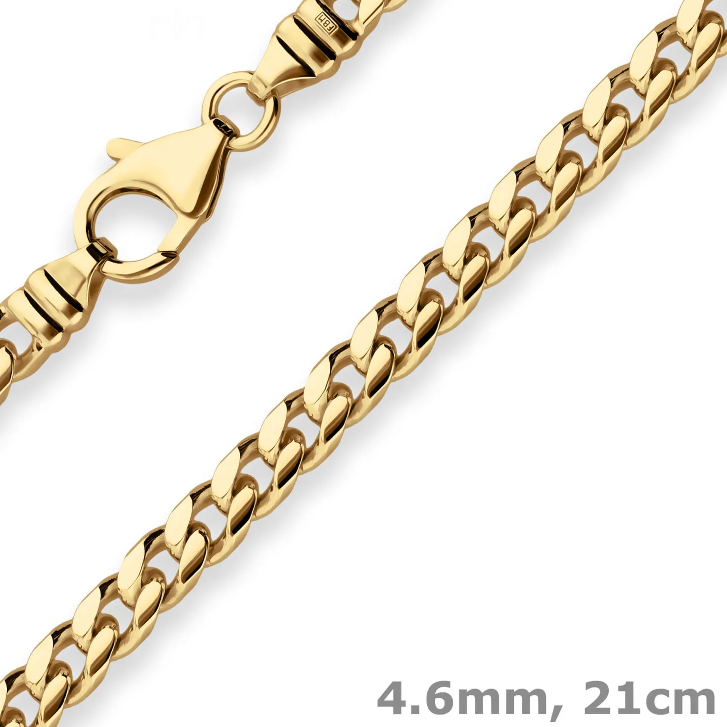 4,6mm Armband Panzerkette oval diamantiert Armschmuck aus 585 Gold Gelbgold 21cm