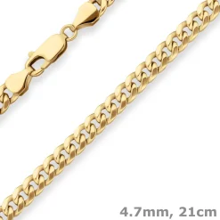 4,7mm Armband Panzerkette oval diamantiert Armschmuck aus 585 Gold Gelbgold 21cm