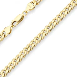 6mm Armband Panzerkette oval diamantiert aus 585 Gold Gelbgold 19cm