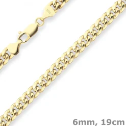 6mm Armband Panzerkette oval diamantiert aus 585 Gold Gelbgold 19cm