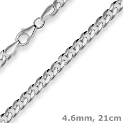 4,6mm Armband Panzerkette oval diamantiert aus 925 Silber rhodiniert 21cm