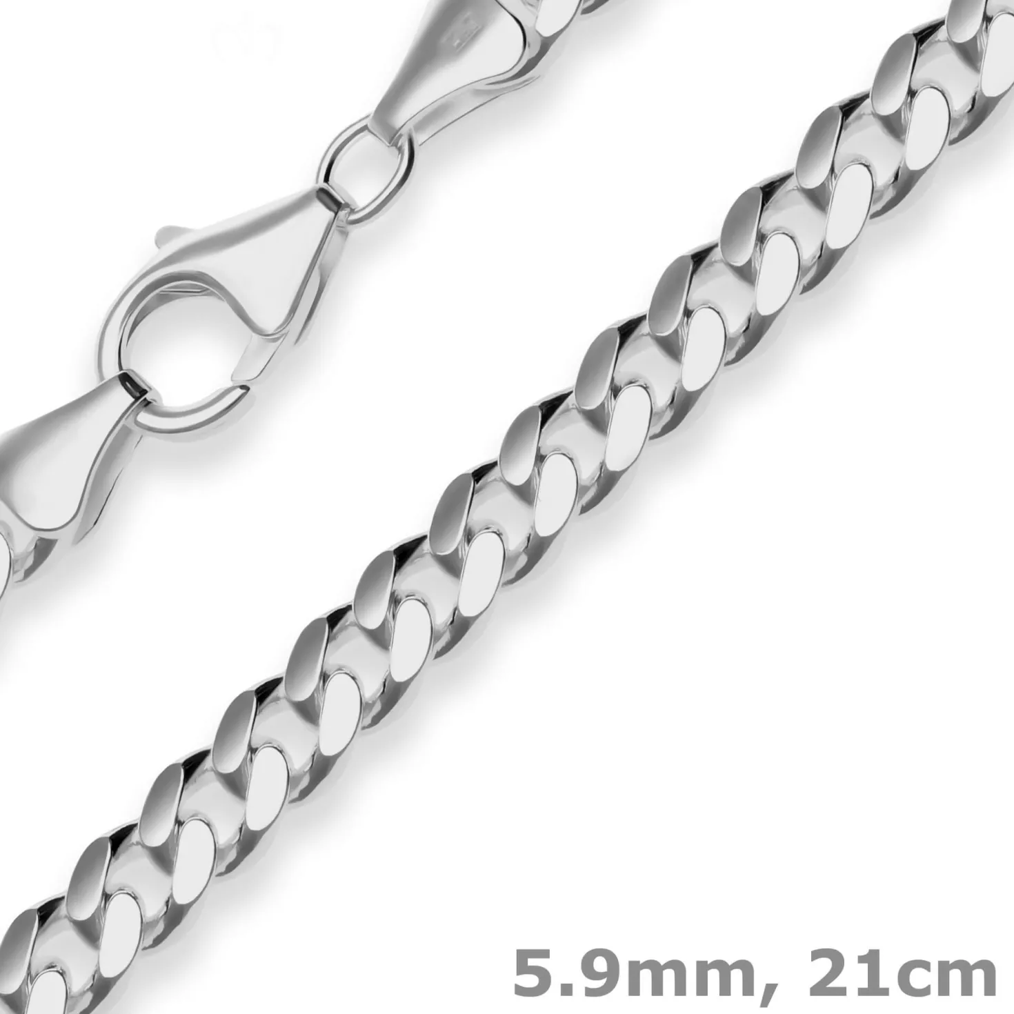 5,9mm Armband Panzerkette oval diamantiert aus 925 Silber rhodiniert 21cm