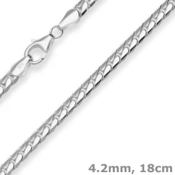4,2mm Armband Panzerkette oval Silberarmband Armschmuck aus 925 Silber 18cm