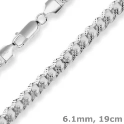 6,1mm Armband Panzerkette oval Silberarmband Armschmuck aus 925 Silber 19cm