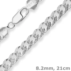 8,2mm Armband Panzerkette oval Silberarmband Armschmuck aus 925 Silber 21cm