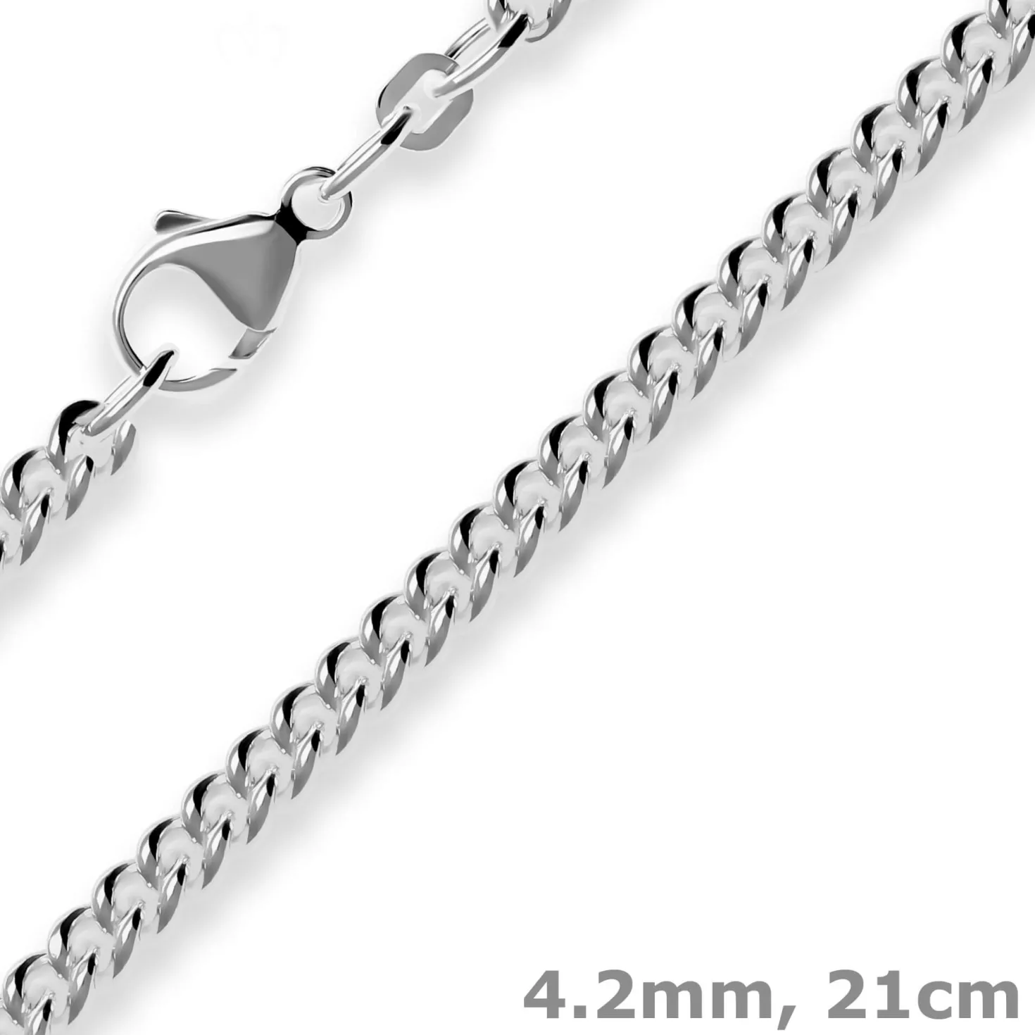 4,2mm Armband Panzerkette rund Platinarmband Armschmuck aus 950 Platin 21cm
