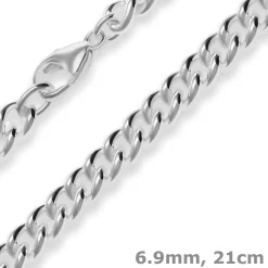 6,9mm Armband Panzerkette rund Silberarmband Armschmuck aus 925 Silber 21cm