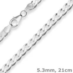 5,3mm Armband Panzerkette Silberarmband Armschmuck aus 925 Silber 21cm