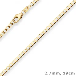 2,7mm Armband Panzerkette weit Goldarmband Armschmuck aus 375 Gold Gelbgold 19cm