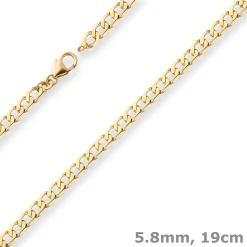 5,8mm Armband Panzerkette weit Goldarmband Armschmuck aus 585 Gold Gelbgold 19cm