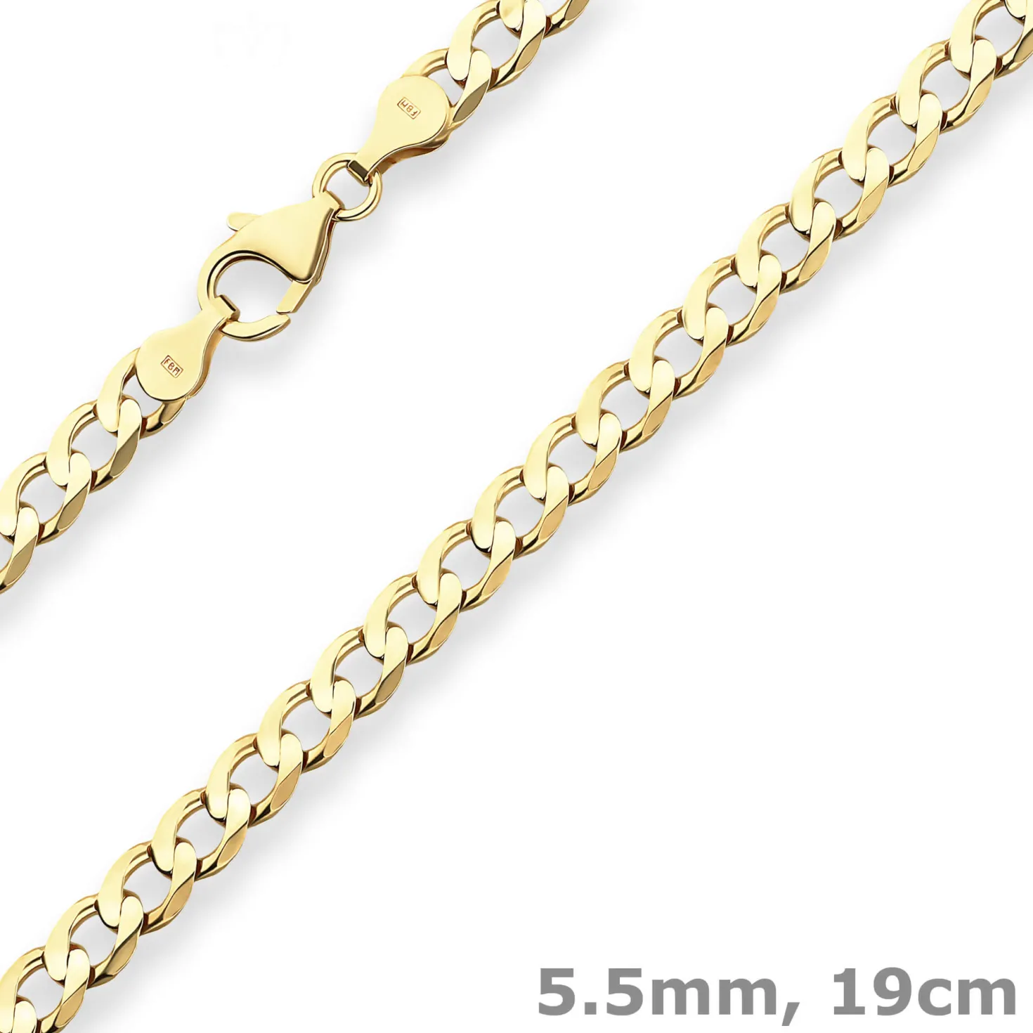 5,5mm Armband Panzerkette weit Goldarmband Armschmuck aus 585 Gold Gelbgold 19cm