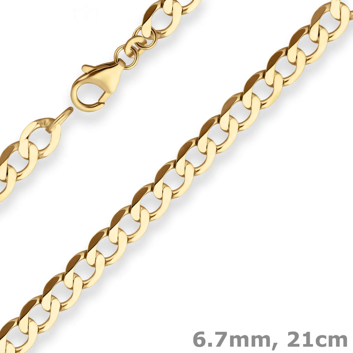 6,7mm Armband Panzerkette weit Goldarmband Armschmuck aus 585 Gold Gelbgold 21cm