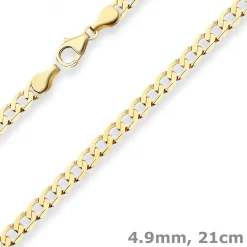 4,9mm Armband Panzerkette weit Goldarmband Armschmuck aus 333 Gold Gelbgold 21cm