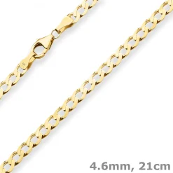 4,6mm Armband Panzerkette weit Goldarmband Armschmuck aus 585 Gold Gelbgold 21cm