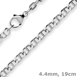 4,4mm Armband Panzerstegkette Armschmuck aus 925 Silber rhodiniert 19cm