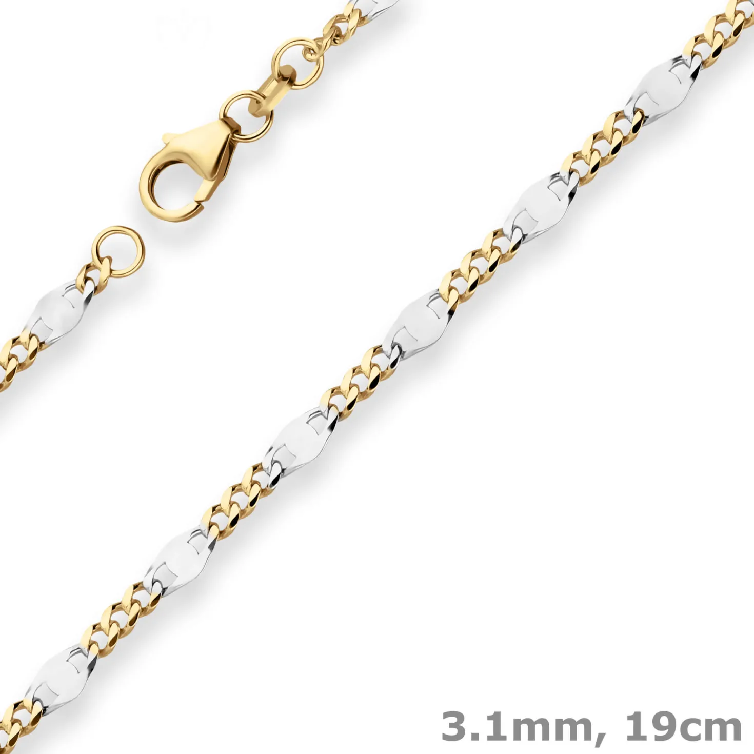 3,1mm Armband Panzerstegkette Goldarmband Armschmuck aus 333 Gold Gelbgold 19cm