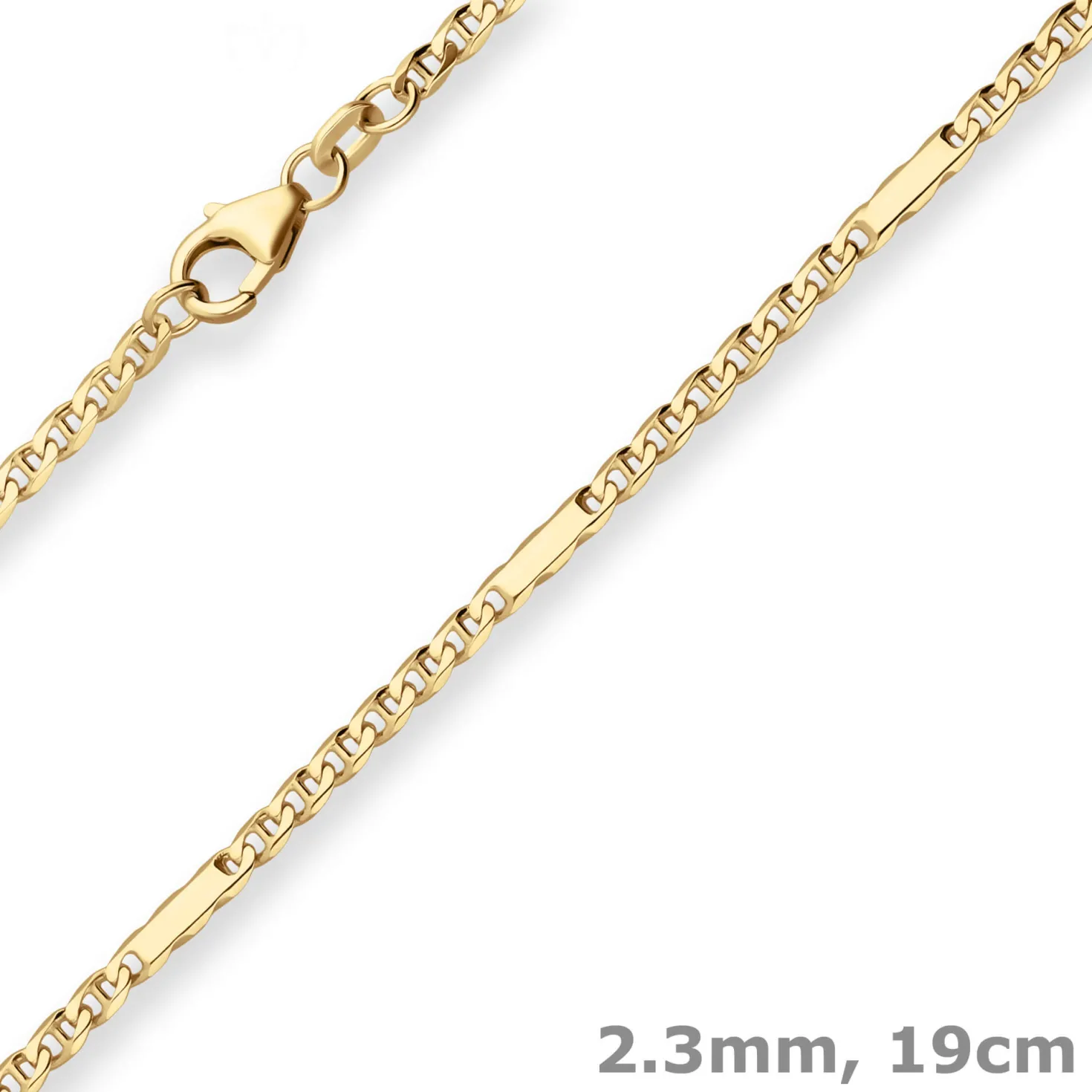 2,3mm Armband Panzerstegkette Goldarmband Armschmuck aus 333 Gold Gelbgold 19cm