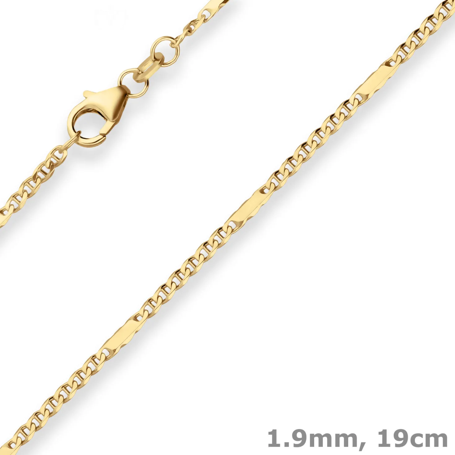 1,9mm Armband Panzerstegkette Goldarmband Armschmuck aus 585 Gold Gelbgold 19cm