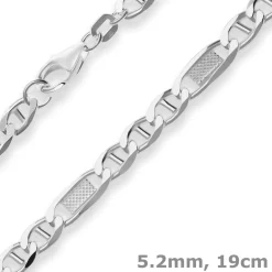 5,2mm Armband Panzerstegkette Silberarmband Armschmuck aus 925 Silber 19cm