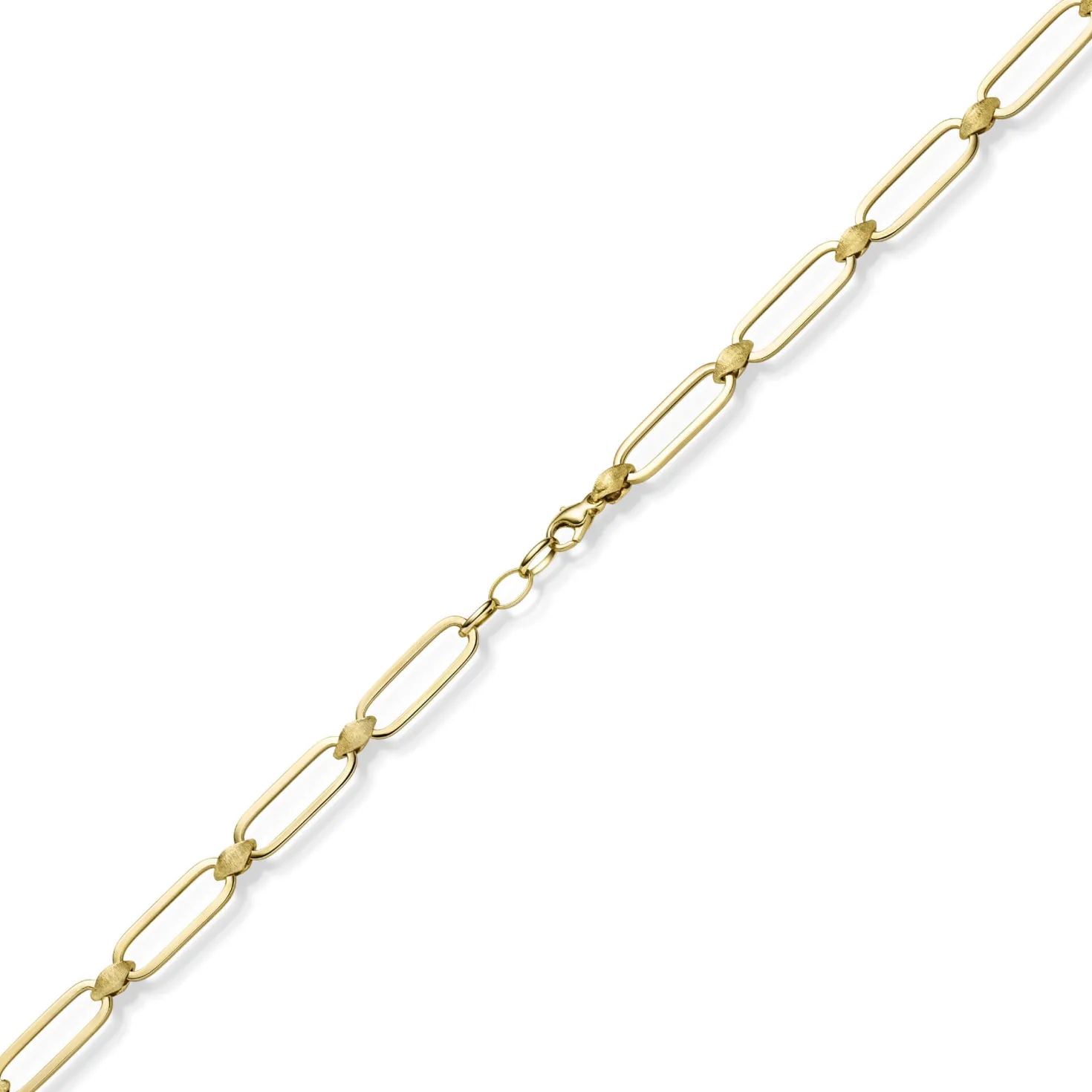9,5mm Armband Paper-Clip Armkette aus 585 Gold Gelbgold teilmattiert 21cm
