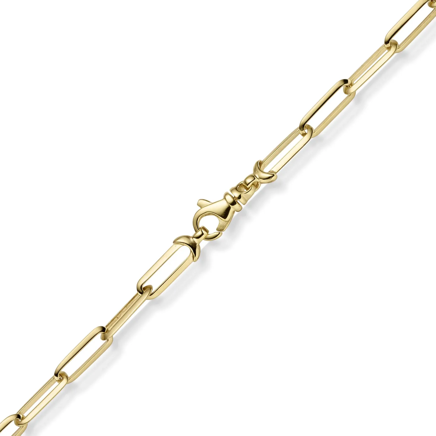 4,5mm Armband Paper-Clip Kette Armkette aus 585 Gold Gelbgold massiv 21cm