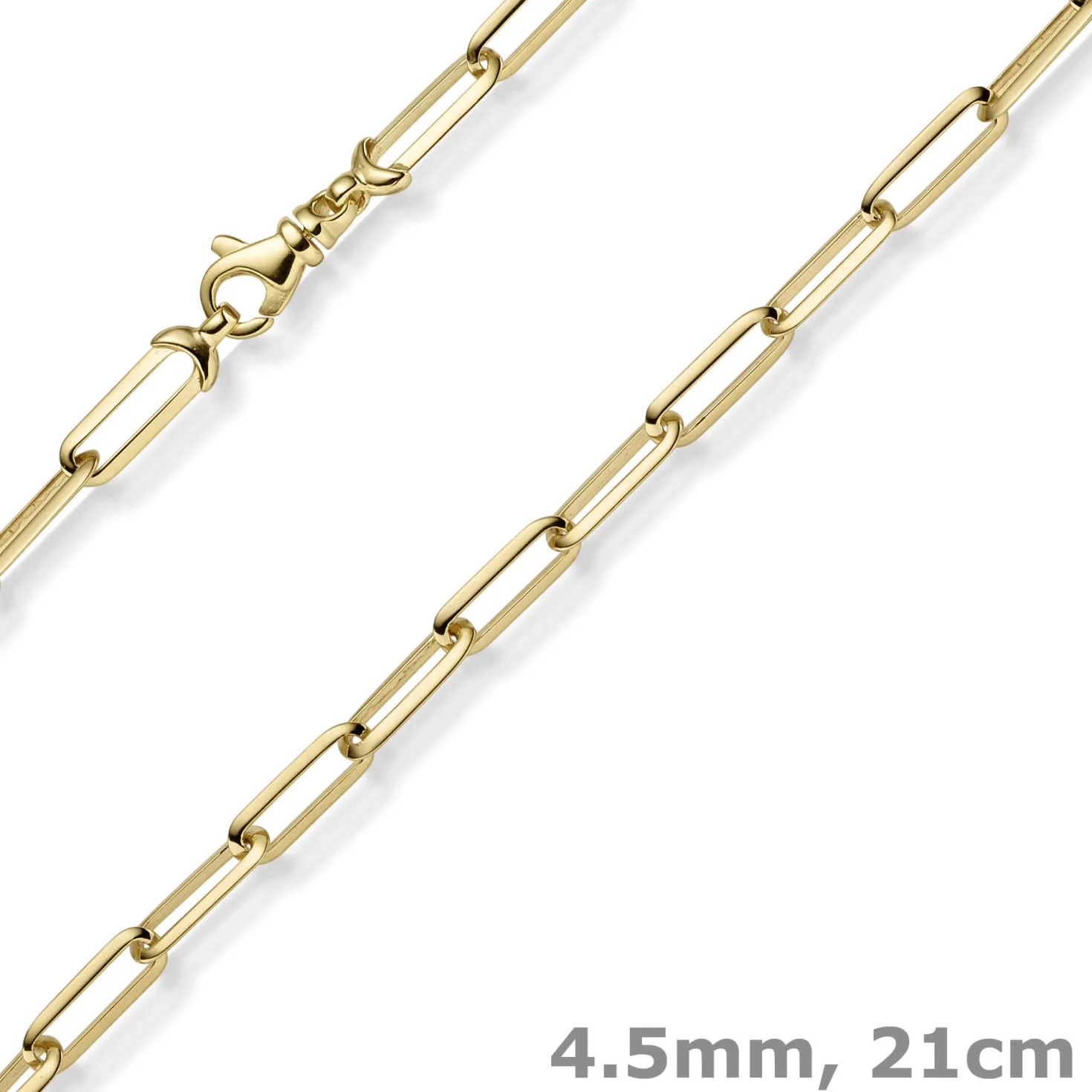 4,5mm Armband Paper-Clip Kette Armkette aus 585 Gold Gelbgold massiv 21cm
