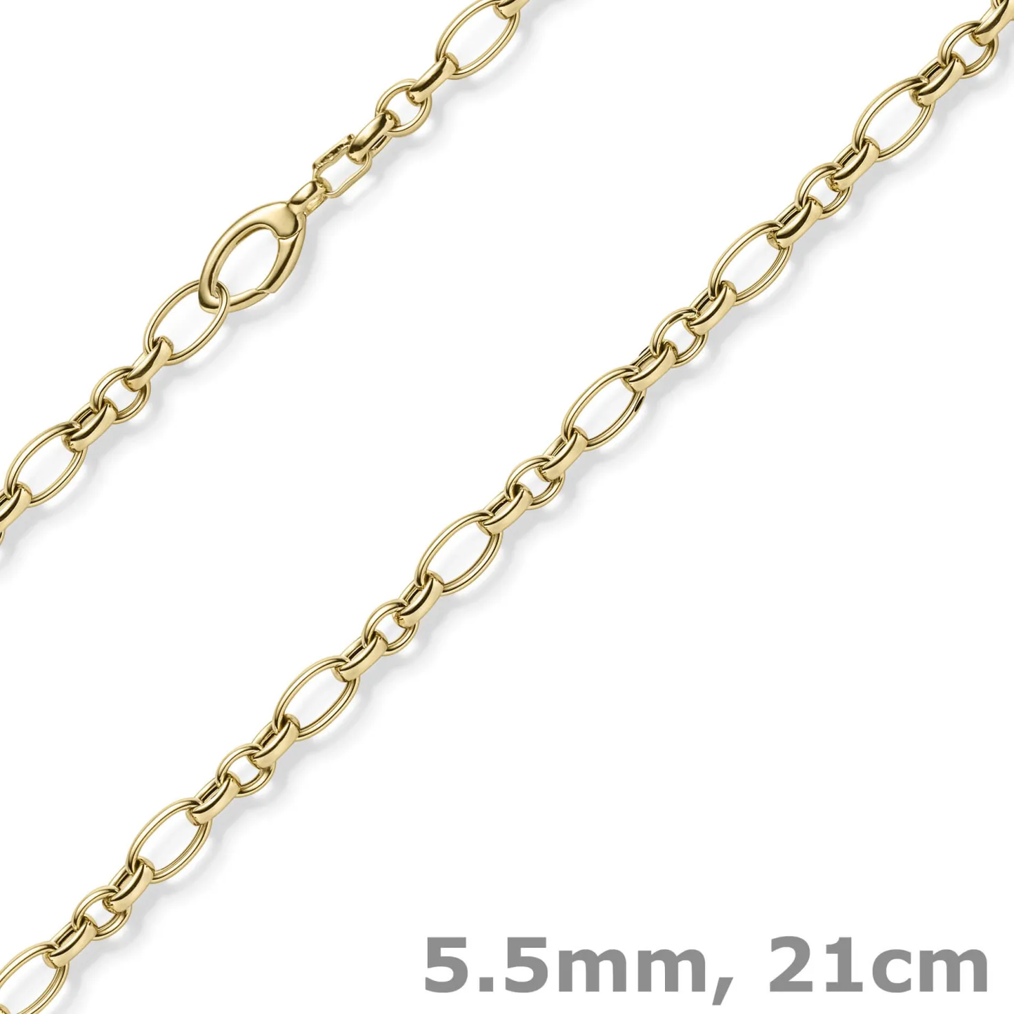 5,5mm Armband Phantasiearmband Armschmuck aus 585 Gold Gelbgold 21cm
