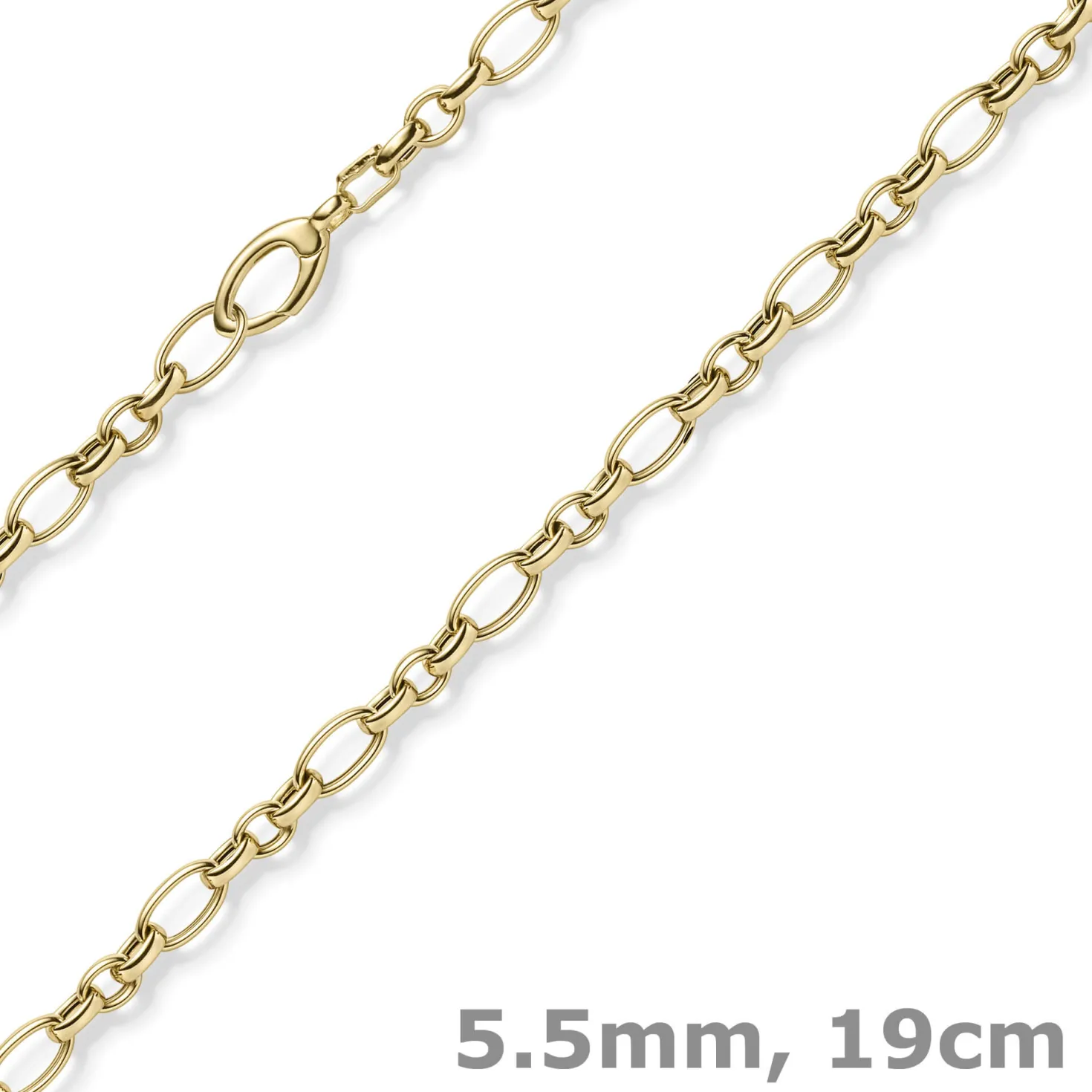 5,5mm Armband Phantasiearmband Armschmuck aus 585 Gold Gelbgold 19cm
