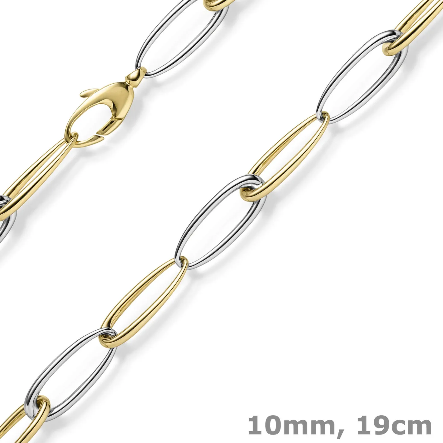 10mm Armband Phantasie-Armkette Armschmuck aus 585 Gold Gelbgold Weißgold 19cm
