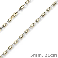 5mm Armband Phantasiekette aus 585 Gold Gelbgold Weißgold bicolor 21cm