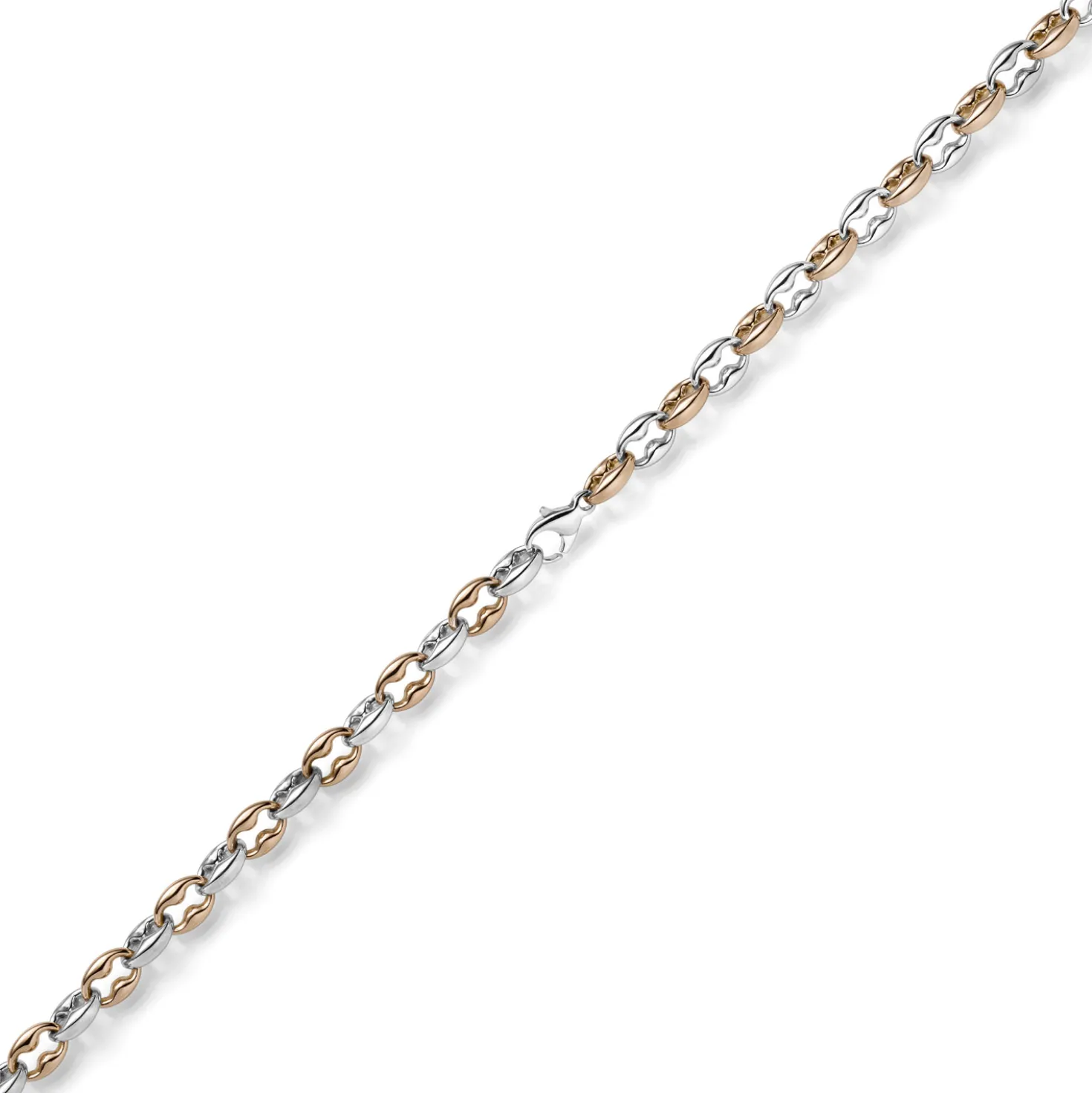 6,5mm Armband Phantasiekette aus 585 Gold Weißgold & Rotgold bicolor 19cm