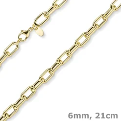 6mm Armband Phantasiekette Weitanker-Kette aus 585 Gold Gelbgold 21cm