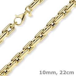 10mm Armband Phantasiekette Weitanker-Kette aus 585 Gold Gelbgold 22cm