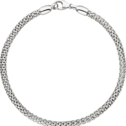 3,6mm Armband Popcornkette Weißgoldarmband Armkette, 750 Gold Weißgold, 20cm