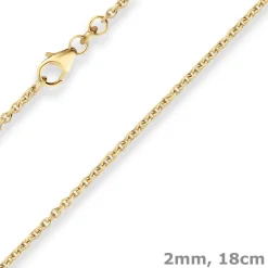 2mm Armband Rund-Ankerkette Armschmuck aus 585 Gold Gelbgold 18cm