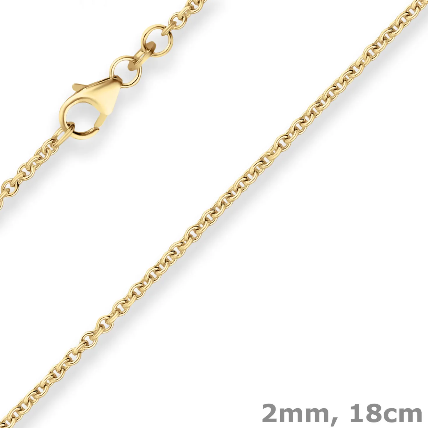 2mm Armband Rund-Ankerkette Armschmuck aus 585 Gold Gelbgold 18cm