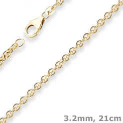 3,2mm Armband Rund-Ankerkette Goldarmband Armschmuck aus 585 Gold Gelbgold 21cm