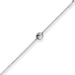1,1mm Armband Rund-Ankerkette Lebensbaum aus 925 Silber rhodiniert 17cm Zirkonia
