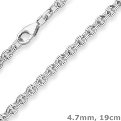 4,7mm Armband Rund-Ankerkette Silberarmband Armschmuck aus 925 Silber 19cm