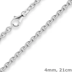 4mm Armband Rund-Ankerkette Silberarmband Armschmuck aus 925 Silber 21cm