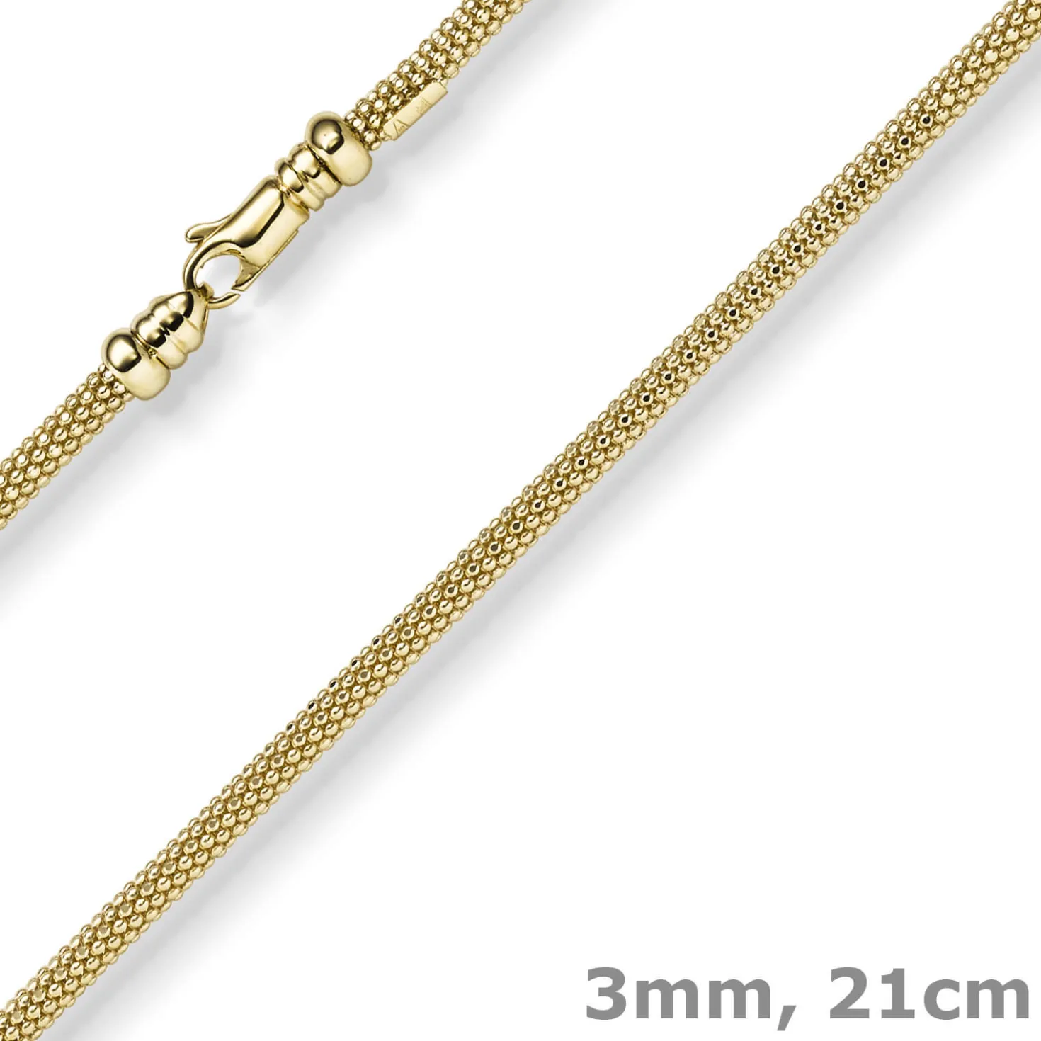 3mm Armband runde Himbeer-Kette aus 585 Gold Gelbgold Armschmuck Armkette 21cm