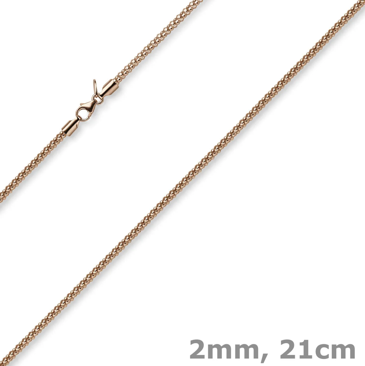 2mm Armband runde Himbeer-Kette aus 585 Gold Rotgold Armschmuck Armkette, 21cm
