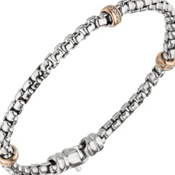3,5mm Armband Rundvenezianer 39 Diamanten 0.2Ct W/SI 585 Weißgold Rotgold 19cm