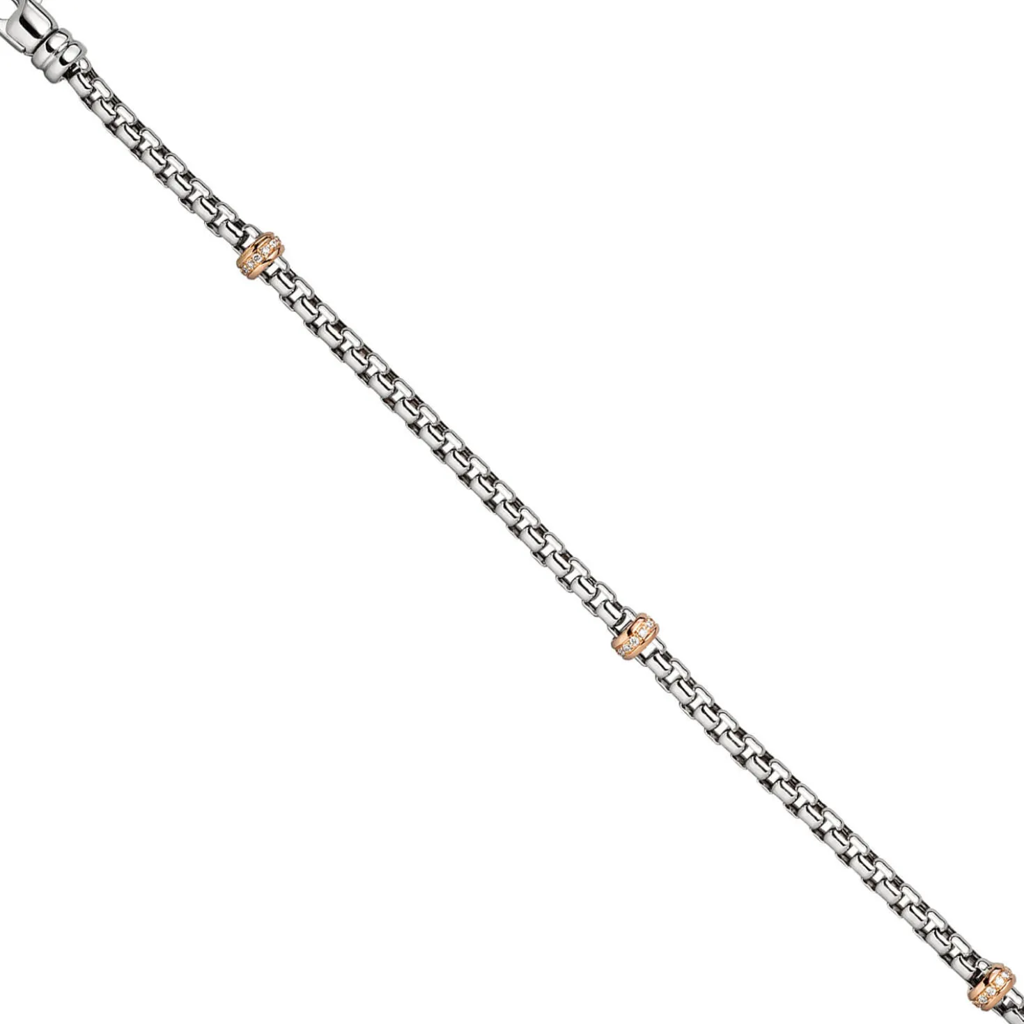 3,5mm Armband Rundvenezianer 39 Diamanten 0.2Ct W/SI 585 Weißgold Rotgold 19cm