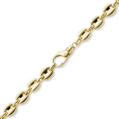 13mm Armband Schiffsankerkette Bohnenkette aus 585 Gold Gelbgold 22cm Herren