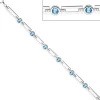 7,2mm Armband Silberarmband Armkette, Zirkonia hellblau weiß, 925 Silber, 19cm