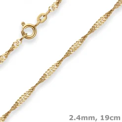 2,4mm Armband Singapurkette Armschmuck aus 585 Gold Gelbgold 19cm