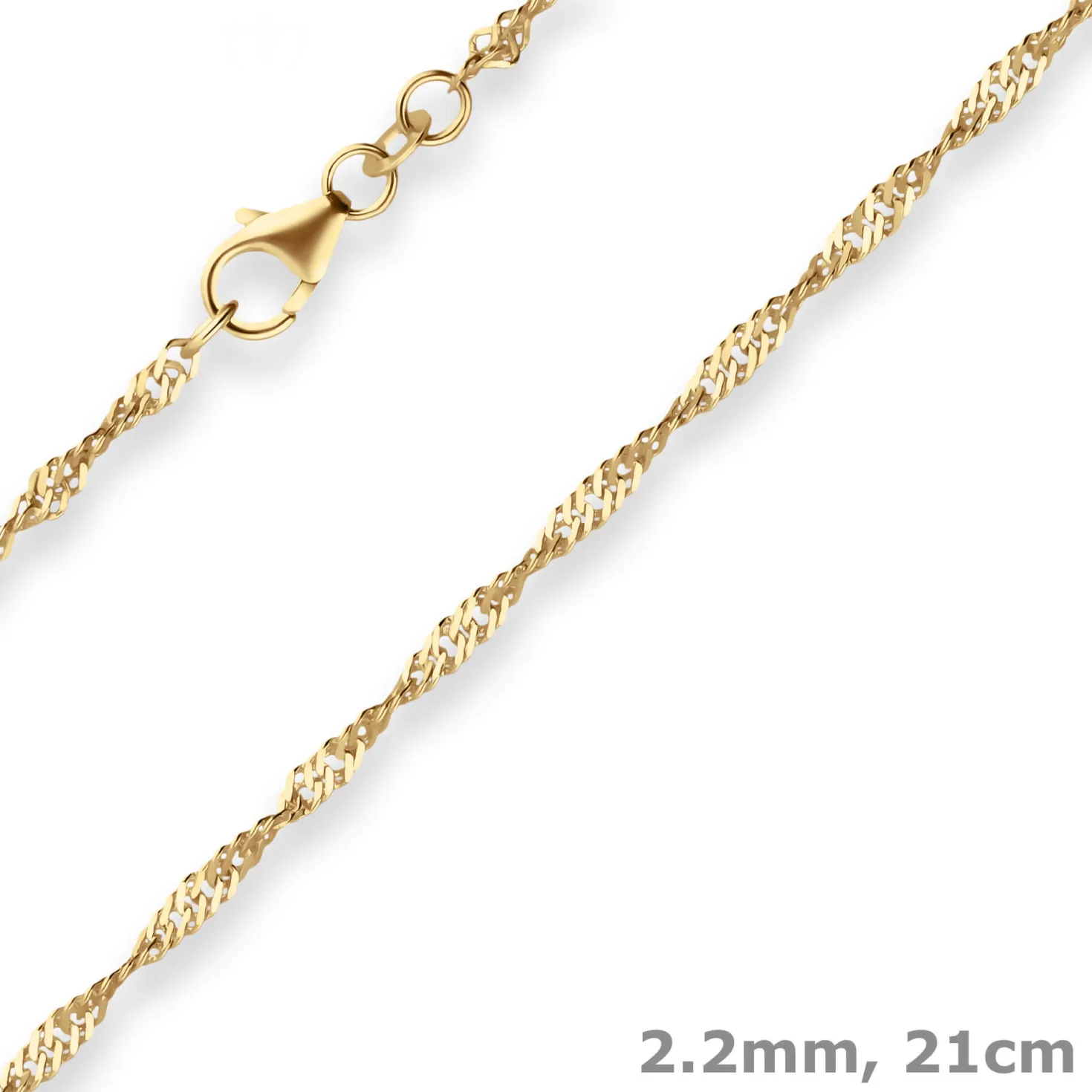 2,2mm Armband Singapurkette Goldarmband Armschmuck aus 585 Gold Gelbgold 21cm