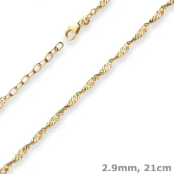 2,9mm Armband Singapurkette Goldarmband Armschmuck aus 585 Gold Gelbgold 21cm