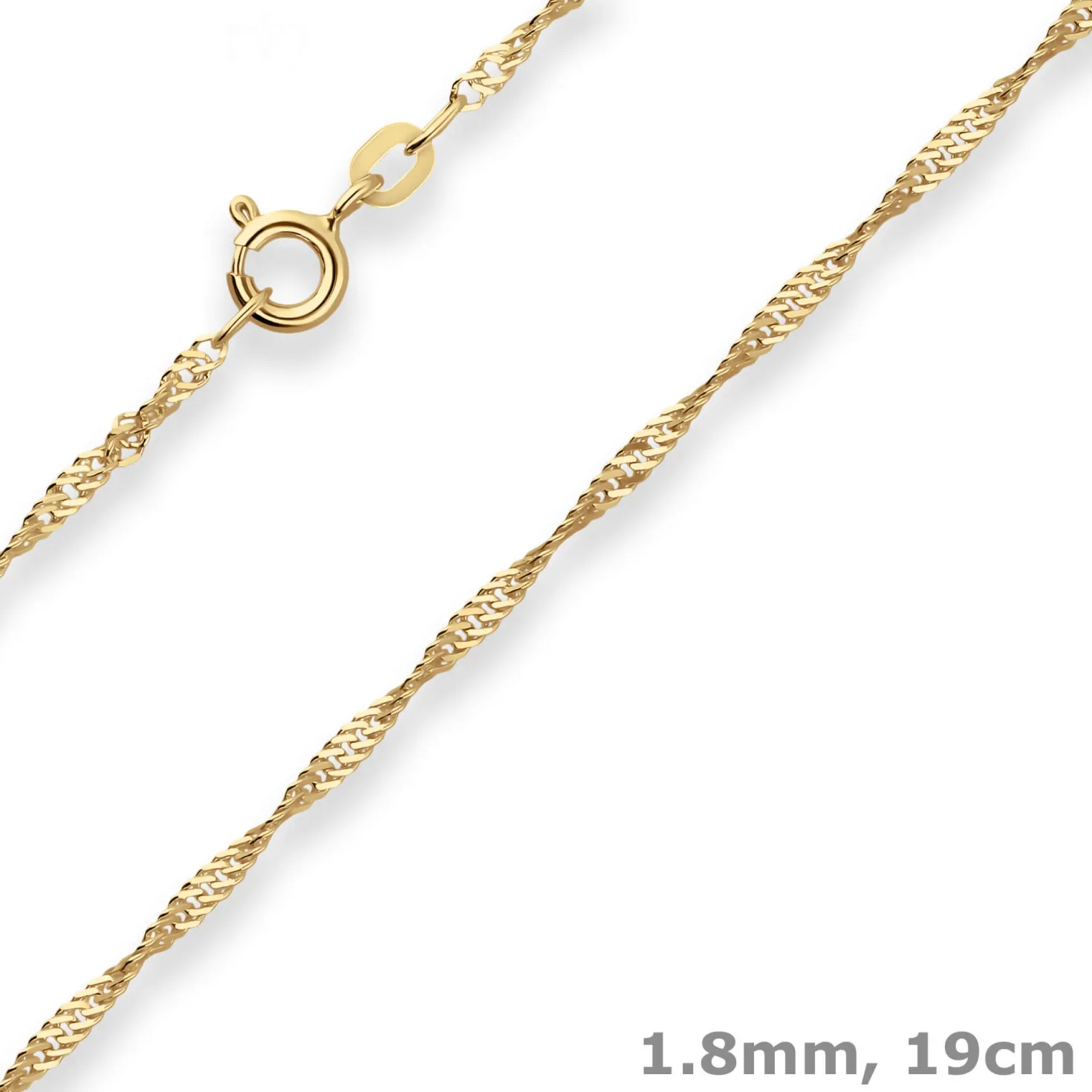 1,8mm Armband Singapurkette Goldarmband Armschmuck aus 585 Gold Gelbgold 19cm